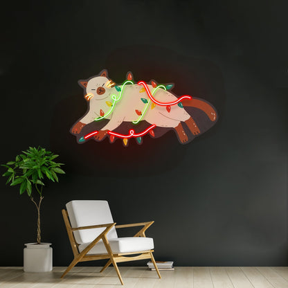 Chill Cat Christmas Neon Sign - Shineneon