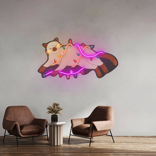 Chill Cat Christmas Neon Sign