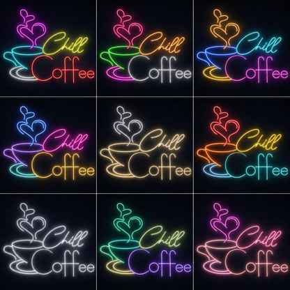 Chill Coffee LED Neon Sign - 05 Color Grid