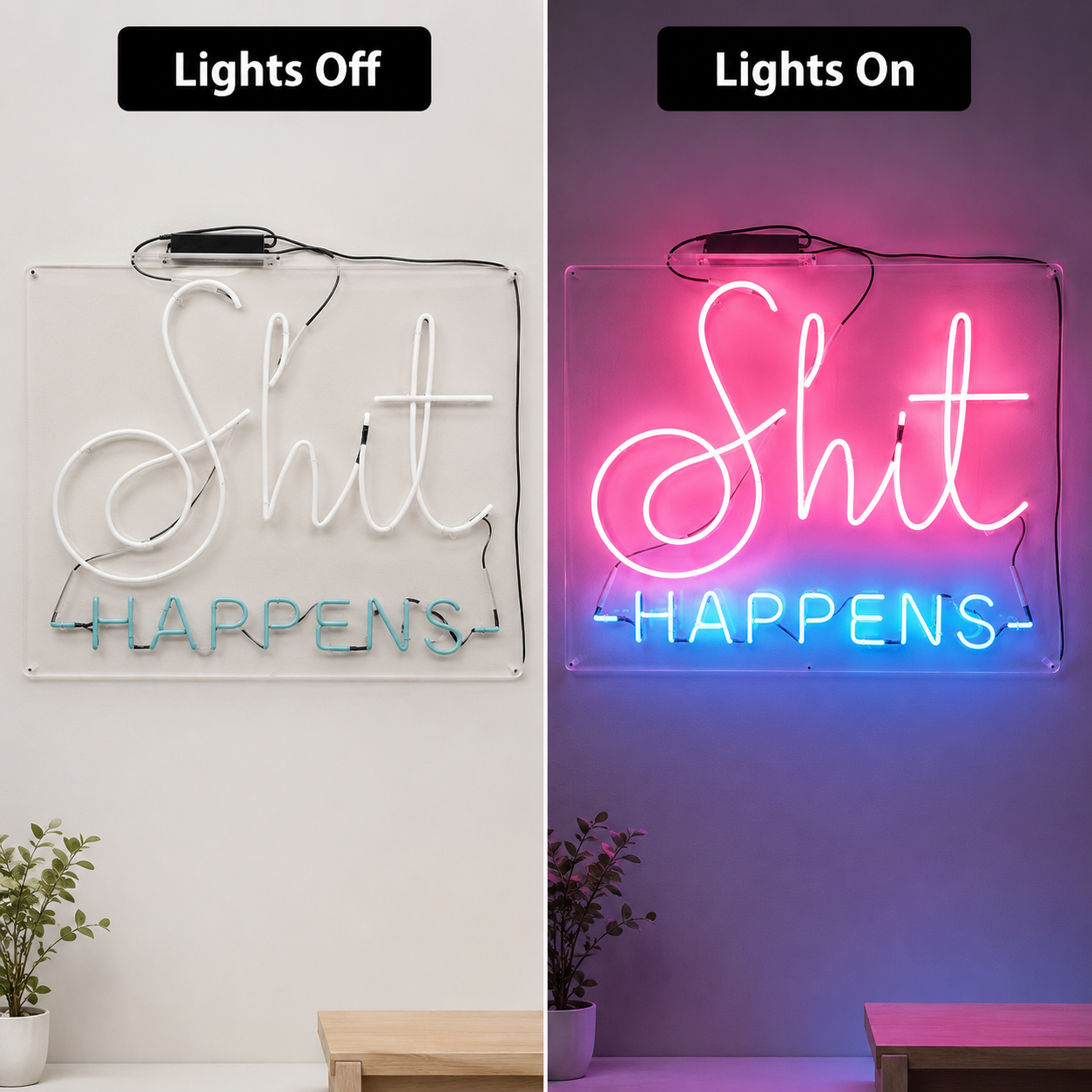 Chill Happens Wall Decor LED Neon Sign - 06 Day Night Comparison