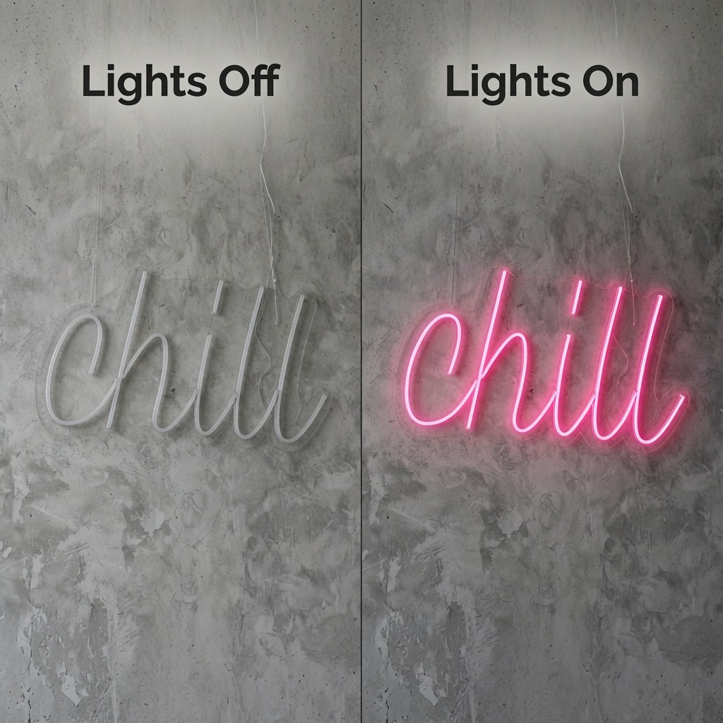 Chill LED Neon Sign Wall Decor - 06 Day Night Comparison