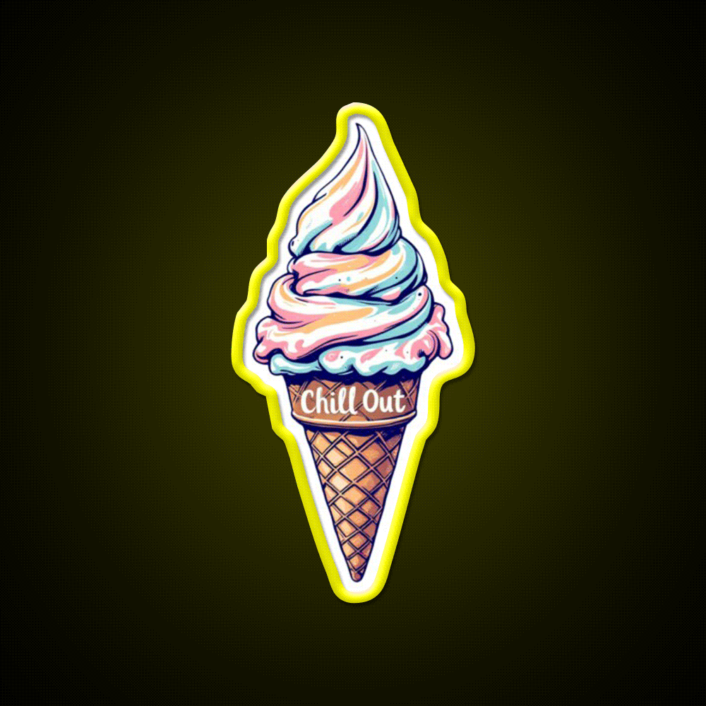 Chill Out Ice Cream Fast Food Led Neon Sign For Burger Place Rgb Color - Custom LED neon sign front view