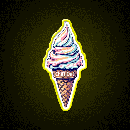 Chill Out Ice Cream Fast Food Led Neon Sign For Burger Place Rgb Color - Custom LED neon sign front view