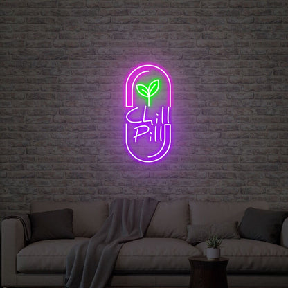 Chill Pill Acrylic Artwork Neon Sign For Office Bar | Shineneon