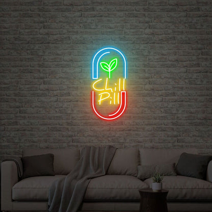 Chill Pill Acrylic Artwork Neon Sign For Office Bar | Shineneon