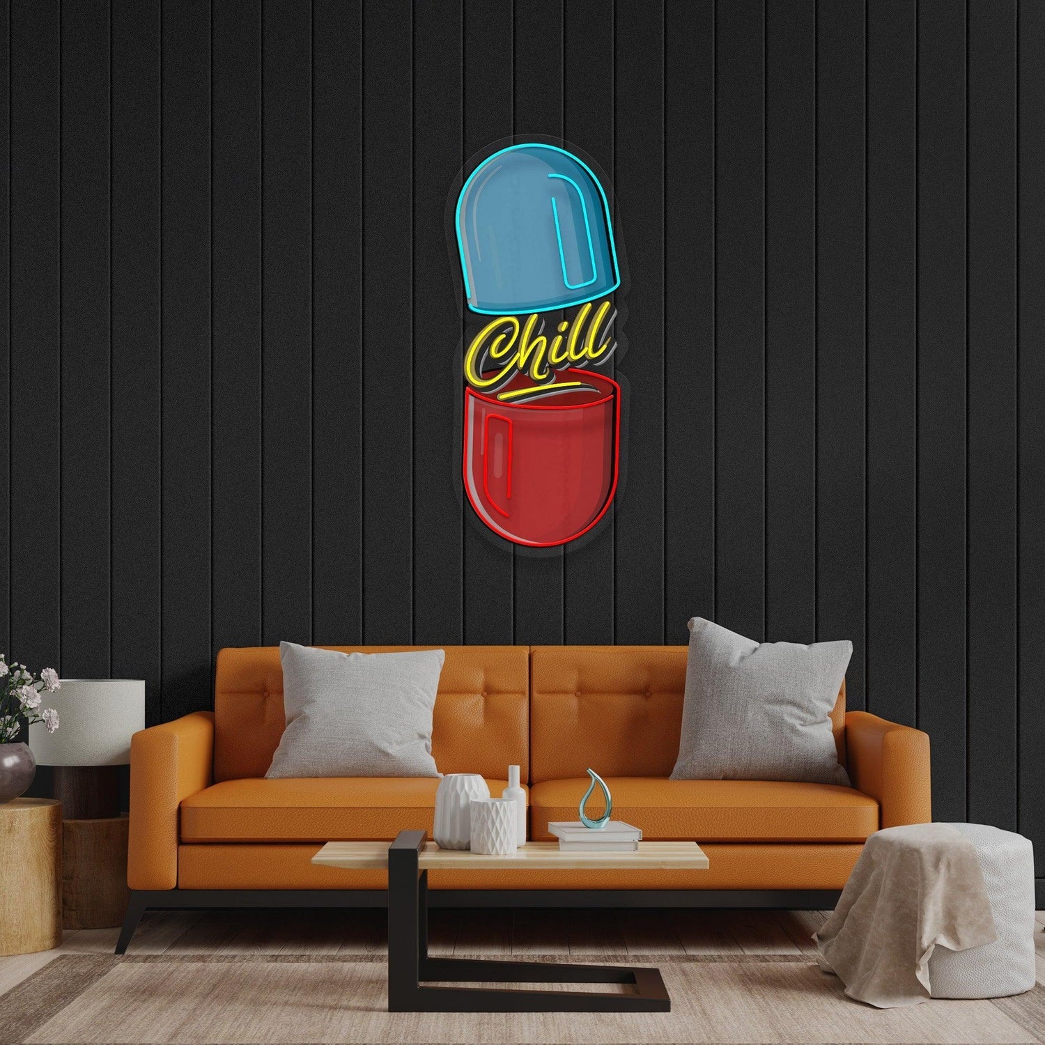 Chill Pill Blue Red Capsule Uv Printed Led Neon Sign For Studio Wall Art Gallery | Shineneon