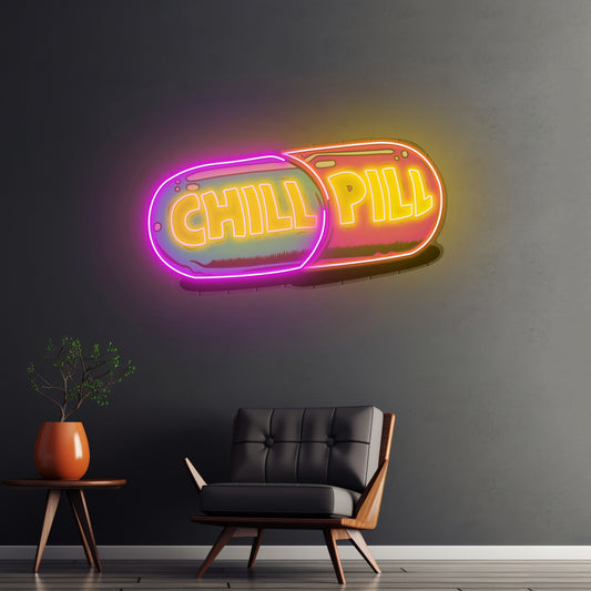 Chill Pill Led Neon Acrylic Artwork For Sale