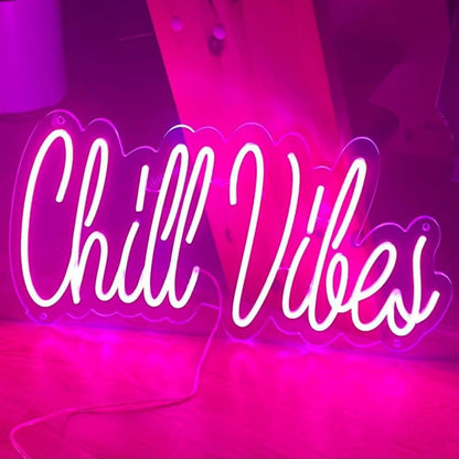 Chill Vibes Pink Glow Led Neon Sign For Home Cafe Decor | Shineneon