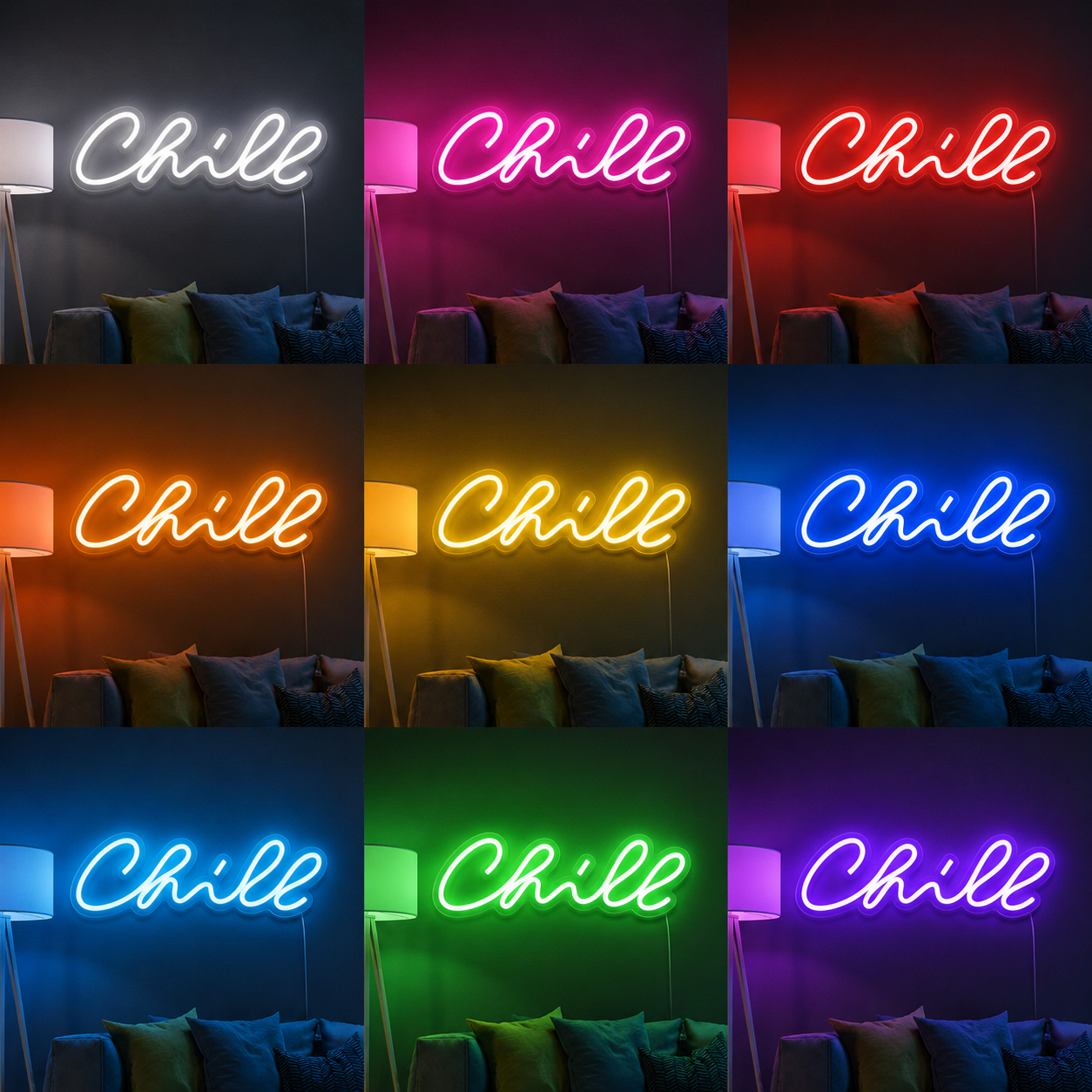 Chill Wall Decor LED Neon Sign color grid