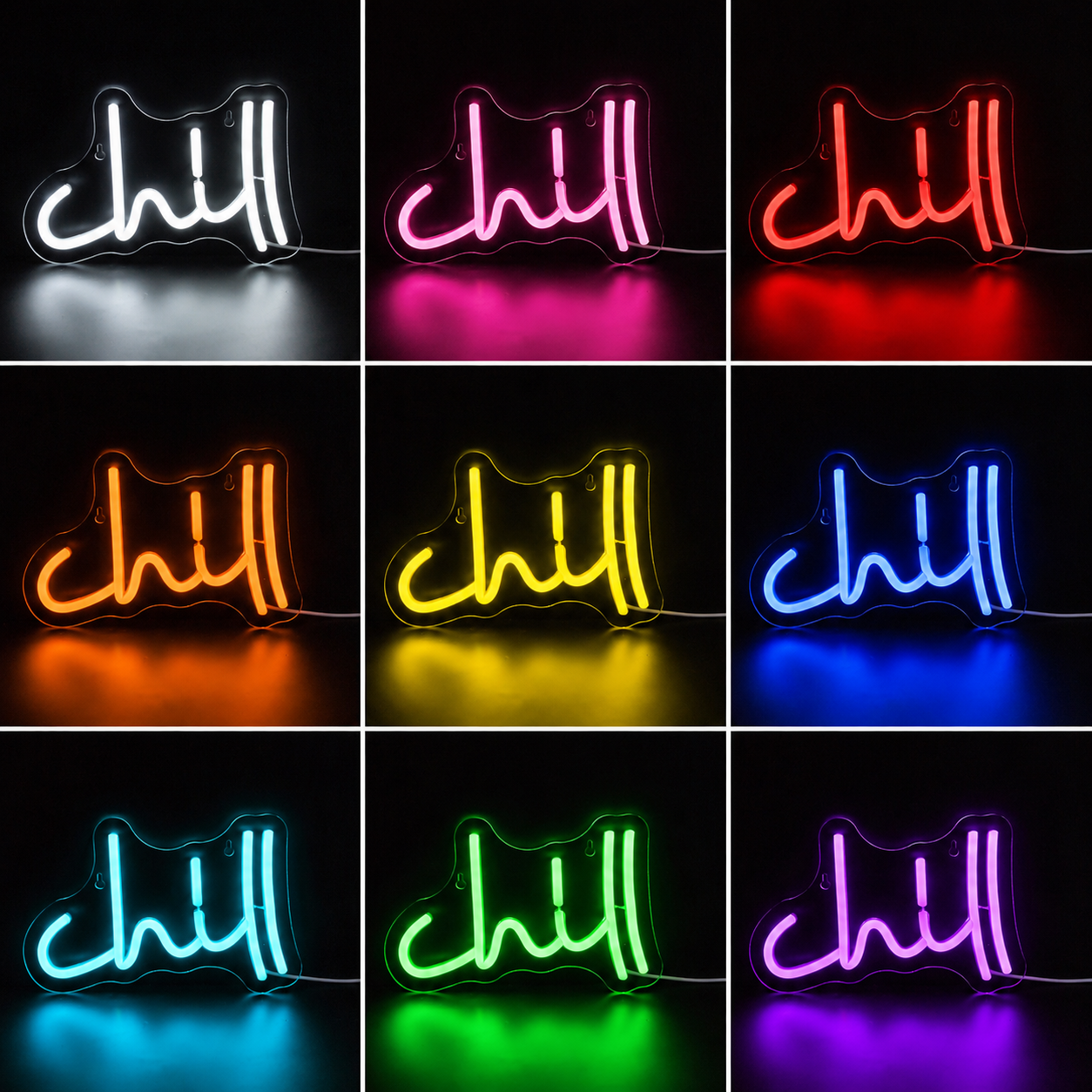 Chill Wall Decor LED Neon Sign Home Art color grid
