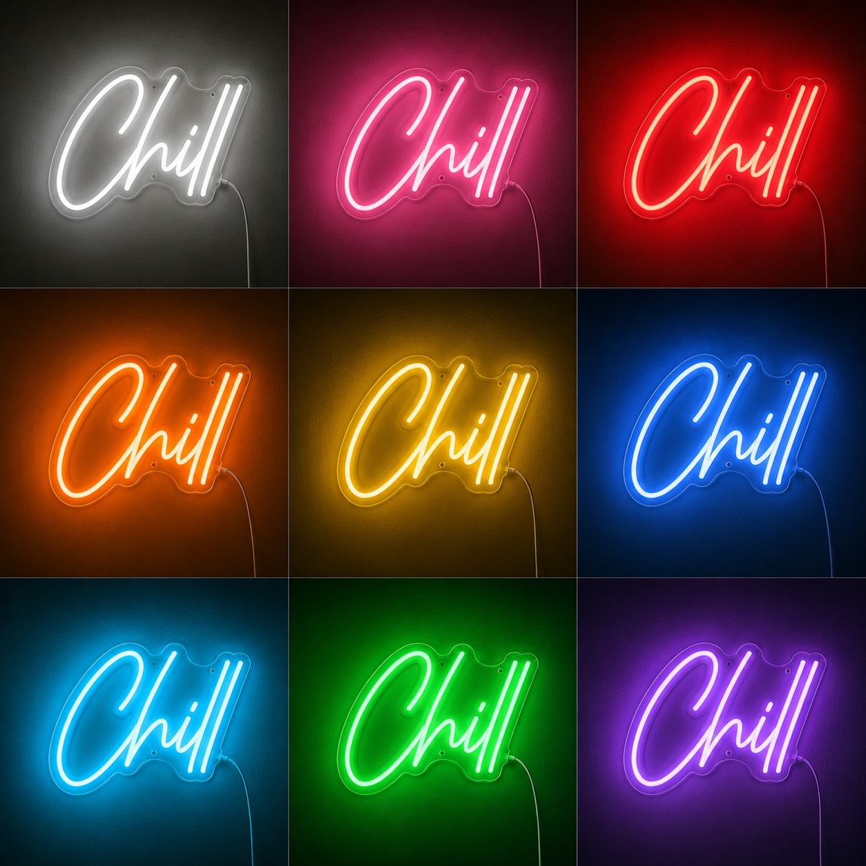 Chill Wall Decor LED Neon Sign Wall Art color grid