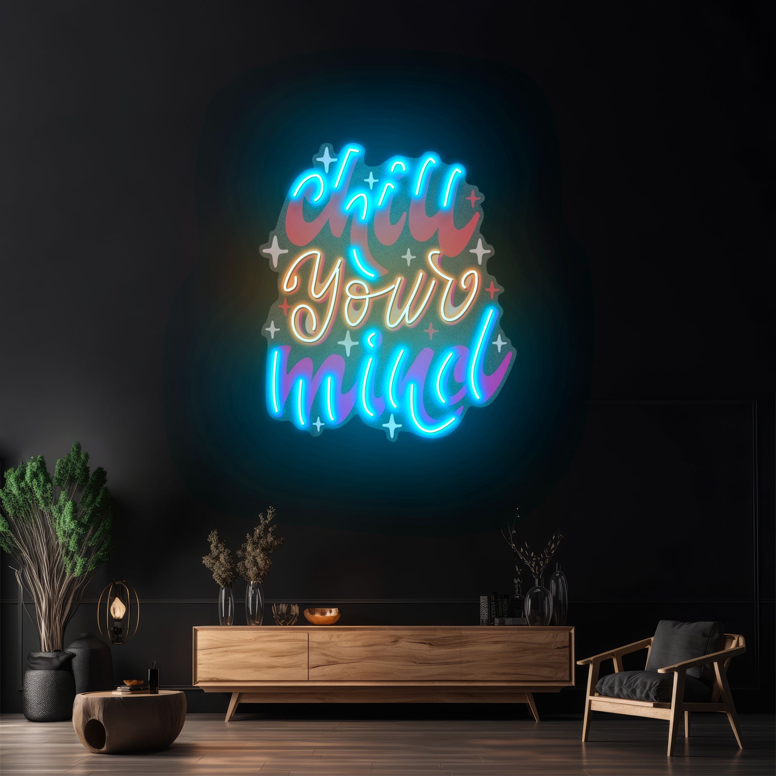 Chocolate Labradoodle Artwork Business Neon Sign