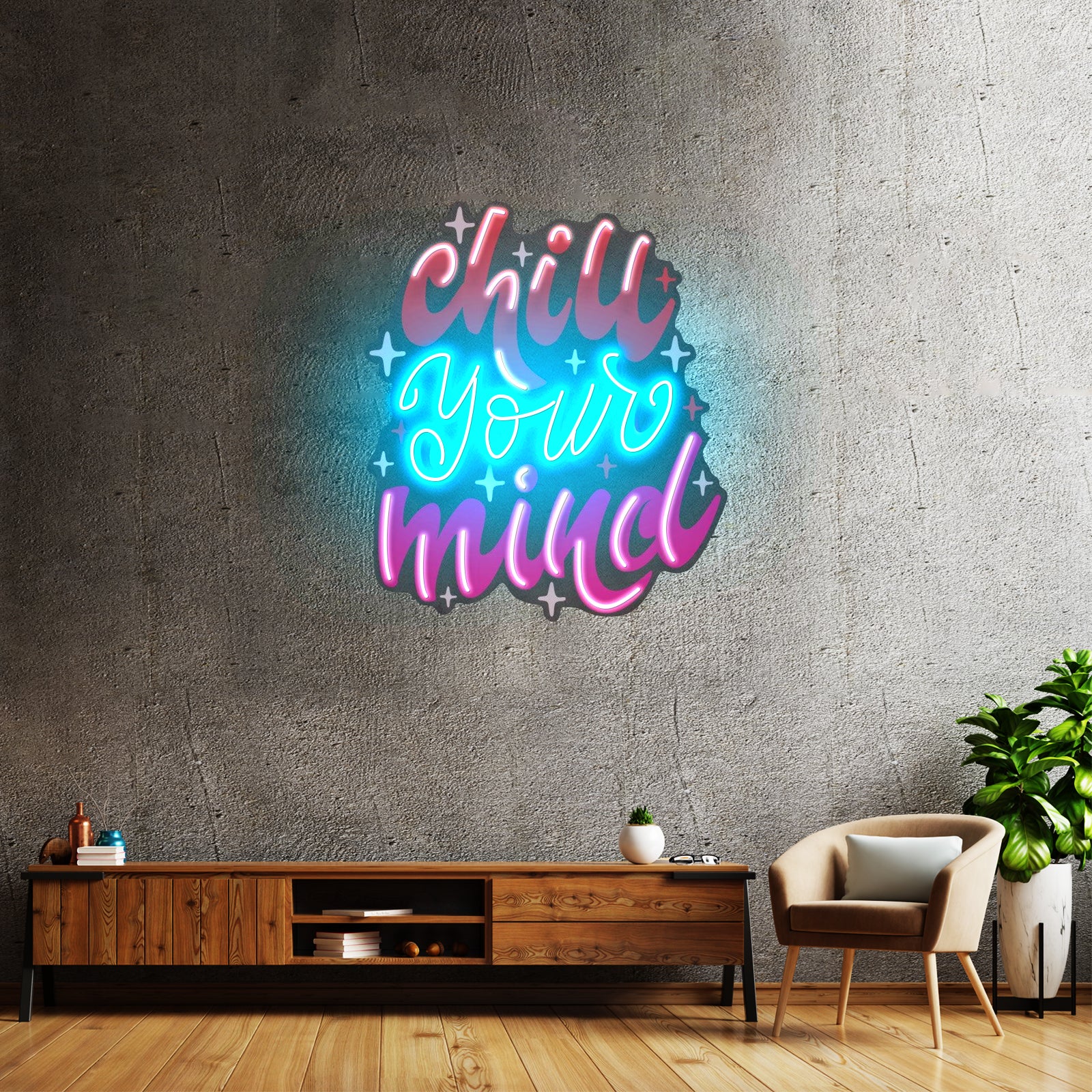 Chill Your Mind Christmas Neon Sign Artwork For Sale