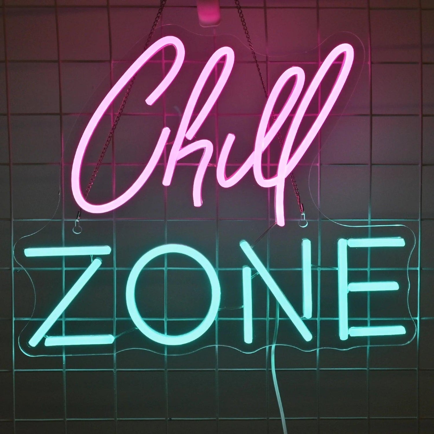 Chill Zone Pink Teal Led Neon Sign For Lounge Cafe Decor | Shineneon