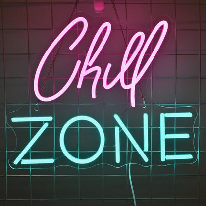Chill Zone Pink Teal Led Neon Sign For Lounge Cafe Decor | Shineneon