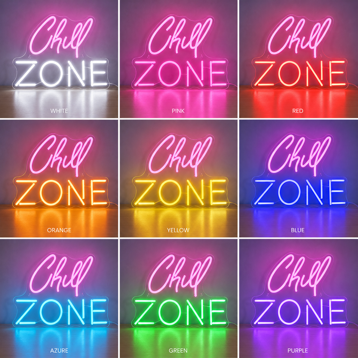 Chill Zone Wall Decor LED Neon Sign color grid