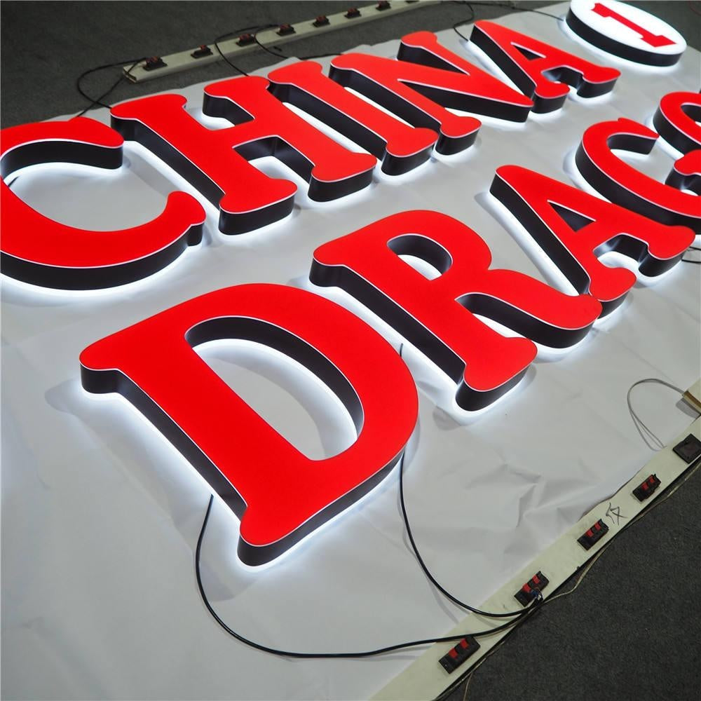 China Dragon 3D Front And Back Lit Letters Metal Led Sign