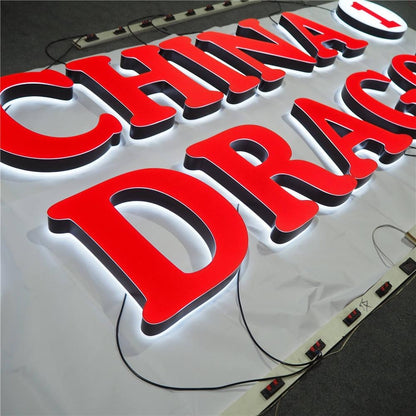 China Dragon 3D Front And Back Lit Letters Metal Led Sign