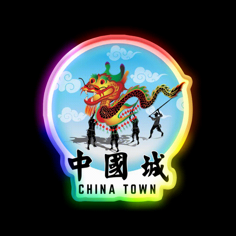 China Town Asian Cultural Led Neon Sign Wall Art Rgb Color - LED neon sign close-up detail