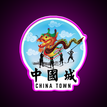 China Town Asian Cultural Led Neon Sign Wall Art Rgb Color - Neon sign mounted on wall in room
