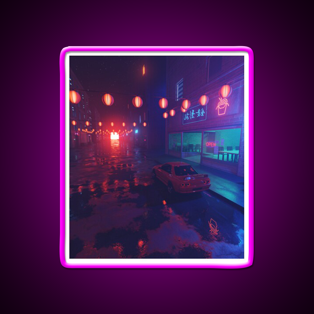 Chinatown Asian Cultural Led Neon Sign For Home Rgb Color - Neon sign mounted on wall in room