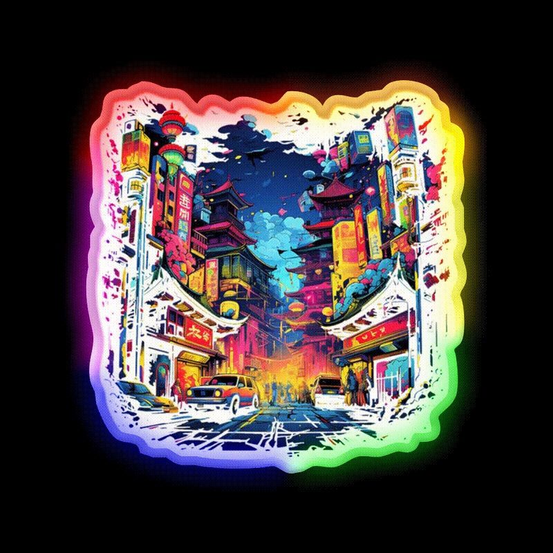 Chinatown Asian Cultural Led Neon Sign Wall Art For Home Rgb Color - LED neon sign close-up detail