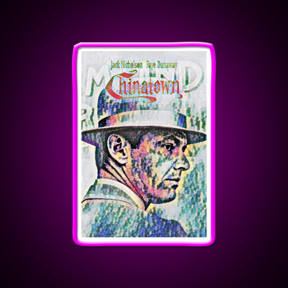 Chinatown By Roman Polanski Movie Poster Asian Cultural Led Neon Sign Rgb Color - Neon sign mounted on wall in room