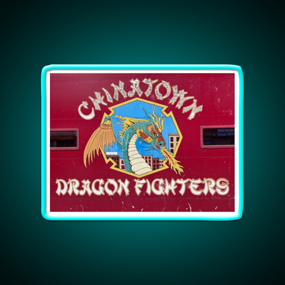 Chinatown Dragon Fighters Asian Cultural Led Neon Sign Rgb Color - Size and dimension reference
