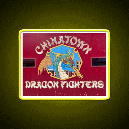 Chinatown Dragon Fighters Asian Cultural Led Neon Sign Rgb Color - Custom LED neon sign front view