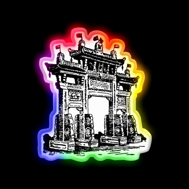 Chinatown Gate Asian Cultural Led Neon Sign Rgb Color - LED neon sign close-up detail