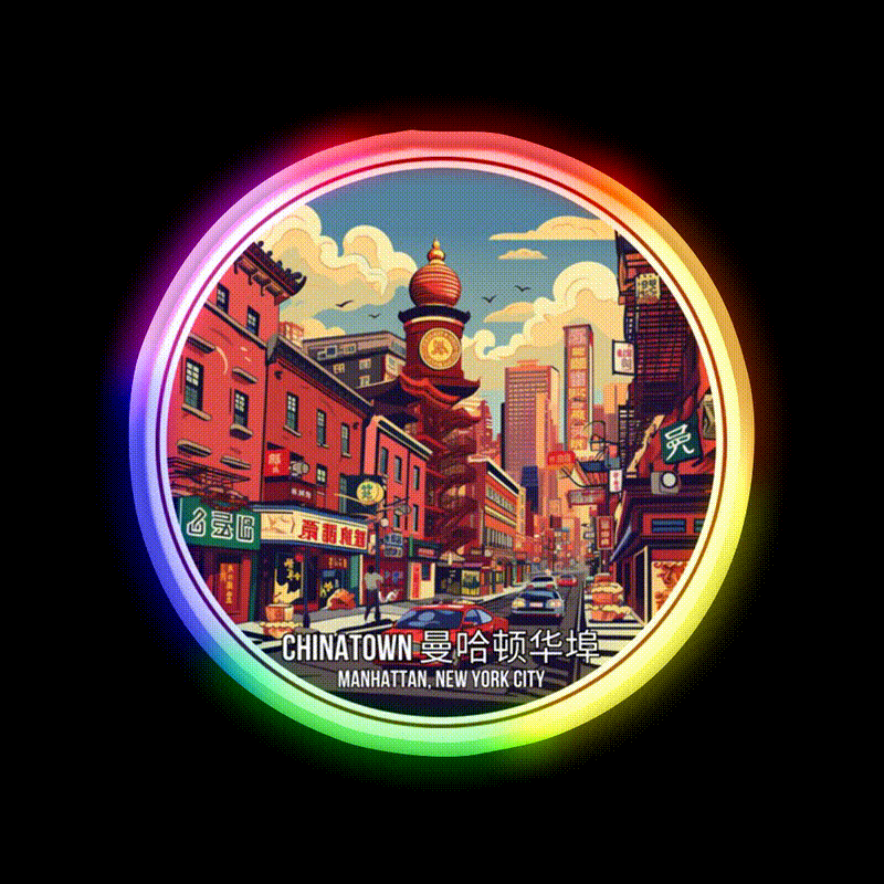 Chinatown Manhattan Nyc Asian Cultural Led Neon Sign Rgb Color - LED neon sign close-up detail