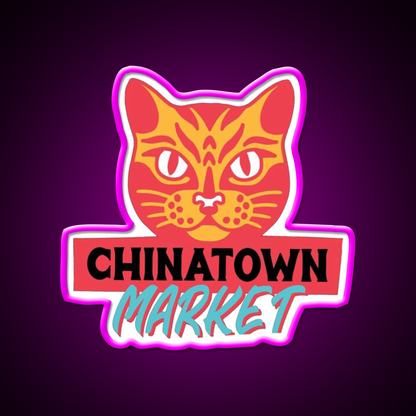 Chinatown Market Asian Cultural Led Neon Sign Rgb Color - Neon sign mounted on wall in room