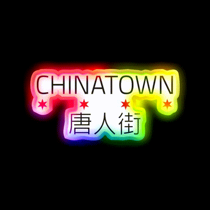 Chinatown Neighborhood Tee Asian Cultural Led Neon Sign Rgb Color - LED neon sign close-up detail