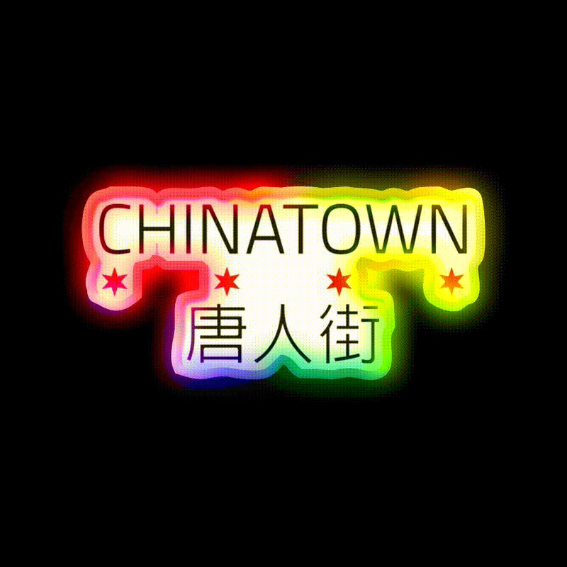 Chinatown Neighborhood Tee Asian Cultural Led Neon Sign Rgb Color - LED neon sign close-up detail