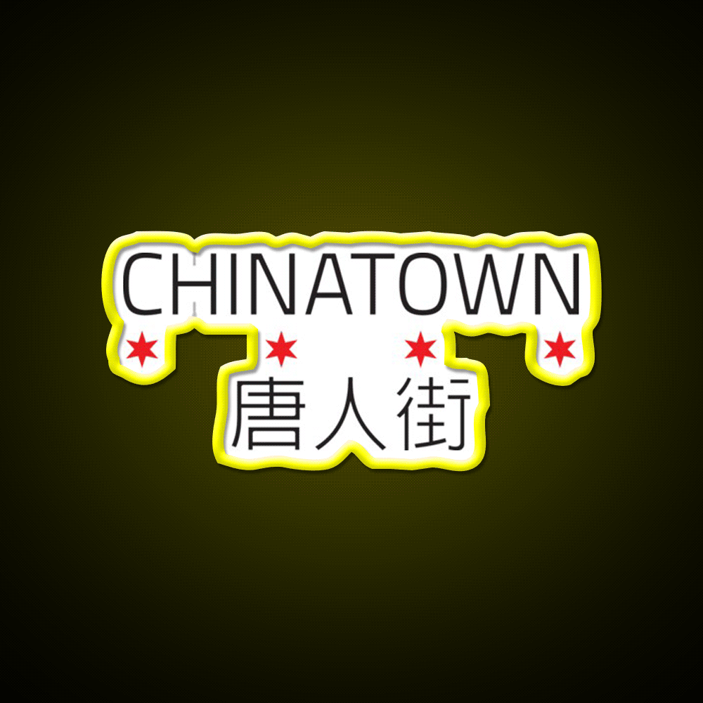 Chinatown Neighborhood Tee Asian Cultural Led Neon Sign Rgb Color - Custom LED neon sign front view