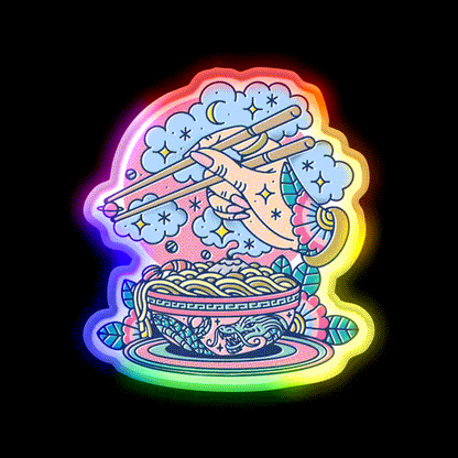 Chinatown Noodles Asian Cultural Led Neon Sign Rgb Color - LED neon sign close-up detail