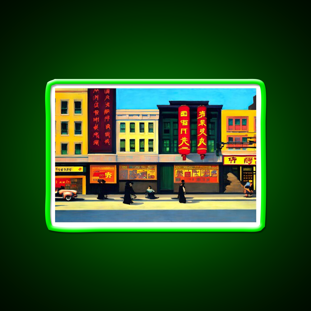 Chinatown Nyc Edward Hopper Style Asian Cultural Led Neon Sign Rgb Color - LED neon sign view 8