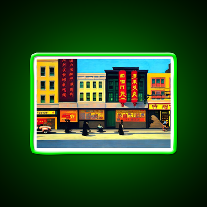 Chinatown Nyc Edward Hopper Style Asian Cultural Led Neon Sign Rgb Color - LED neon sign view 8