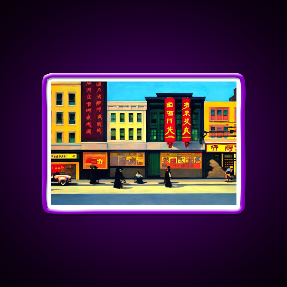 Chinatown Nyc Edward Hopper Style Asian Cultural Led Neon Sign Rgb Color - LED neon sign view 9