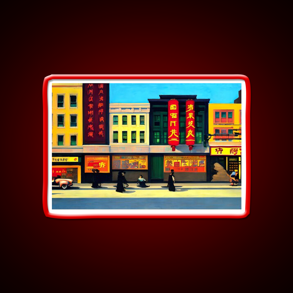 Chinatown Nyc Edward Hopper Style Asian Cultural Led Neon Sign Rgb Color - LED neon sign view 10