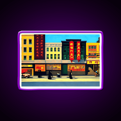 Chinatown Nyc Edward Hopper Style Asian Cultural Led Neon Sign Rgb Color - Shineneon