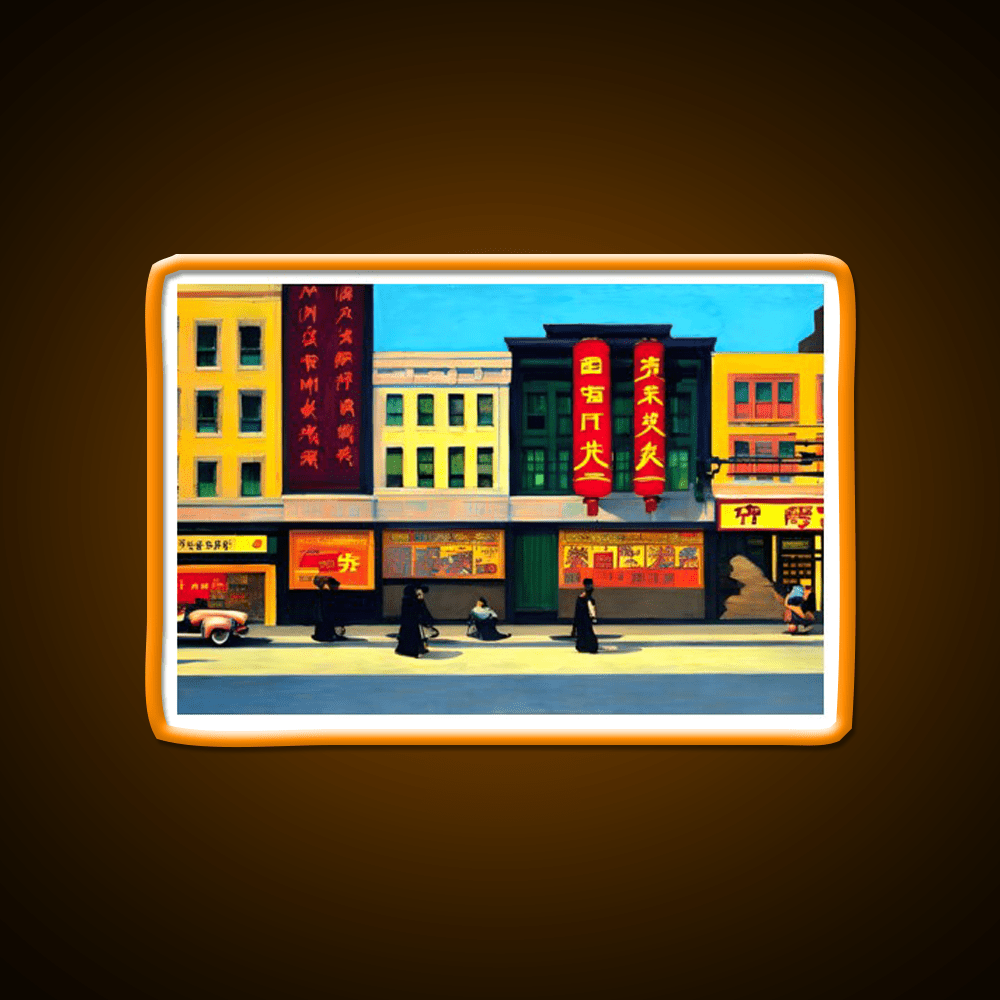 Chinatown Nyc Edward Hopper Style Asian Cultural Led Neon Sign Rgb Color - Shineneon