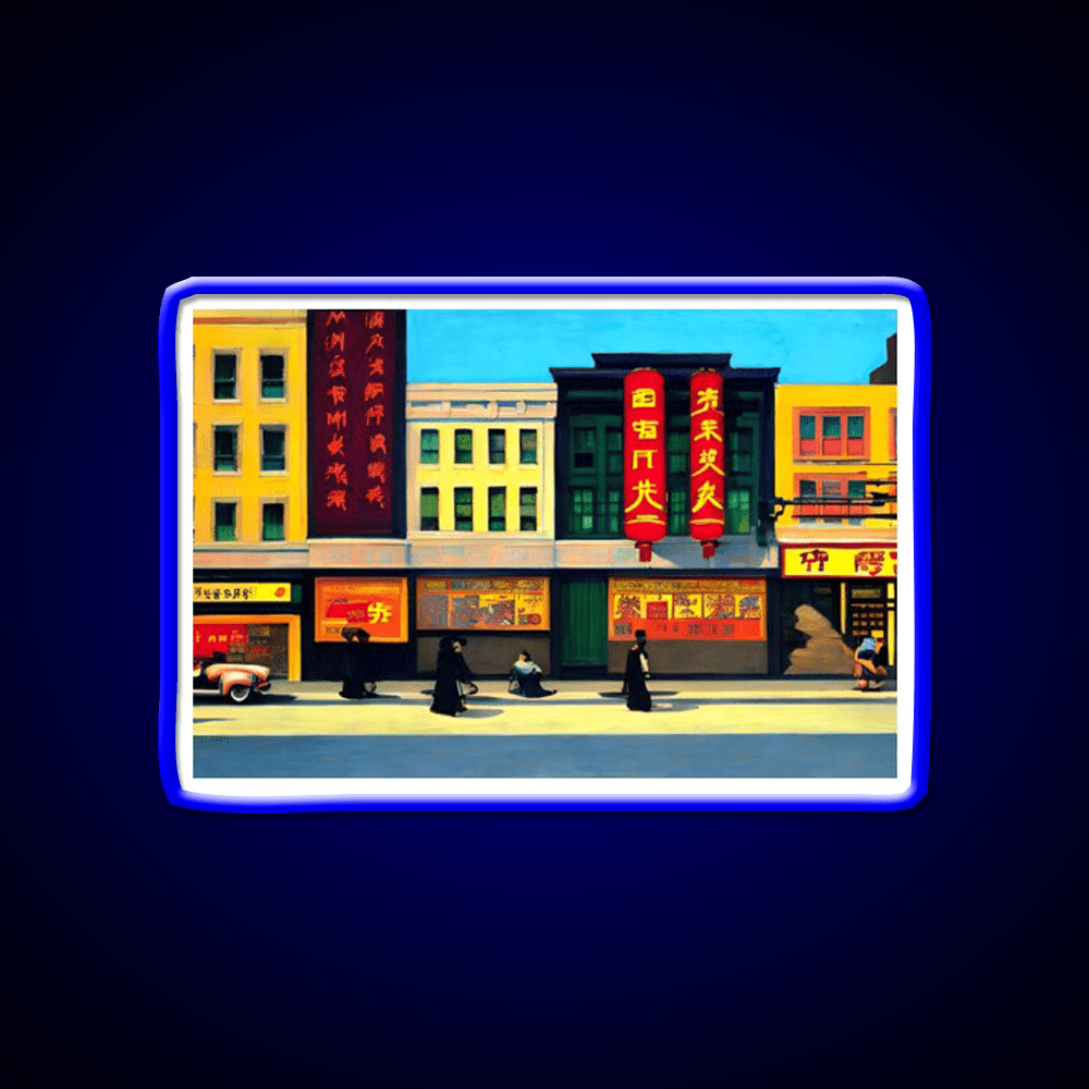 Chinatown Nyc Edward Hopper Style Asian Cultural Led Neon Sign Rgb Color - Shineneon