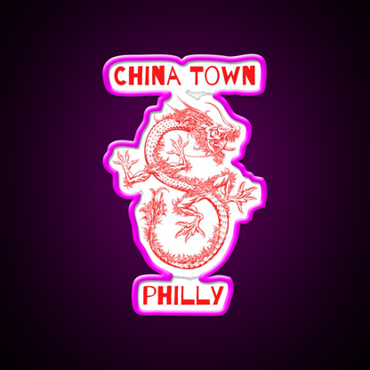 Chinatown Philly Asian Cultural Led Neon Sign Rgb Color - Neon sign mounted on wall in room