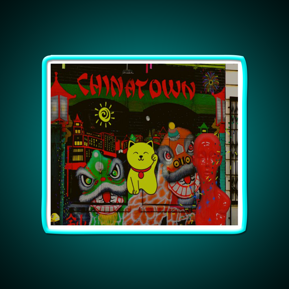 Chinatown Postcard Asian Cultural Led Neon Sign Rgb Color - Size and dimension reference