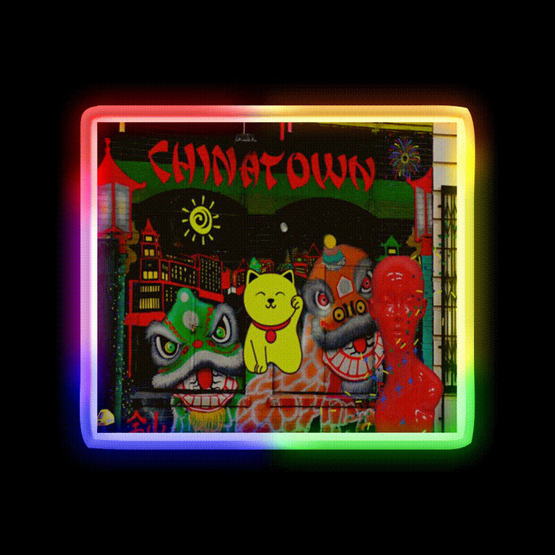 Chinatown Postcard Asian Cultural Led Neon Sign Rgb Color - LED neon sign close-up detail