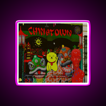 Chinatown Postcard Asian Cultural Led Neon Sign Rgb Color - Neon sign mounted on wall in room