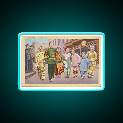 Chinatown San Francisco Antique Postcard Asian Cultural Led Neon Sign Rgb Color - Size and dimension reference
