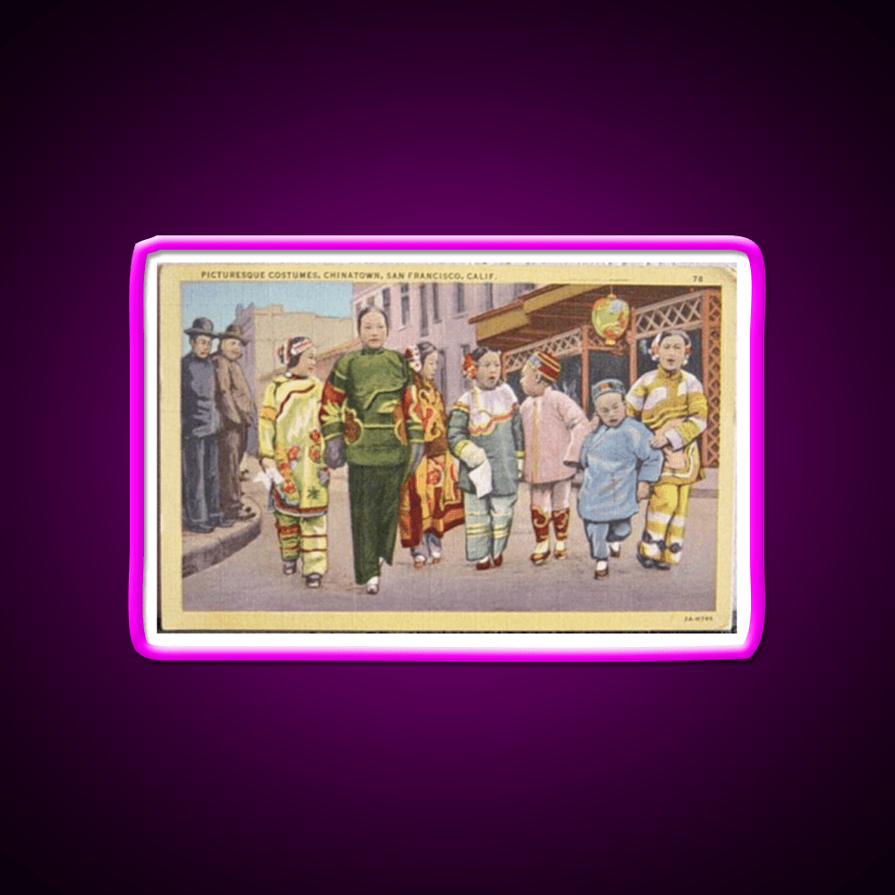 Chinatown San Francisco Antique Postcard Asian Cultural Led Neon Sign Rgb Color - Shineneon