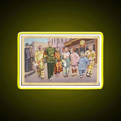 Chinatown San Francisco Antique Postcard Asian Cultural Led Neon Sign Rgb Color - Custom LED neon sign front view